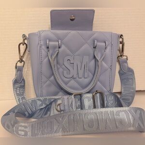 Steve Madden Bbabi quilted top handle Crossbody Bag\Snap Closure,Silver Hardware